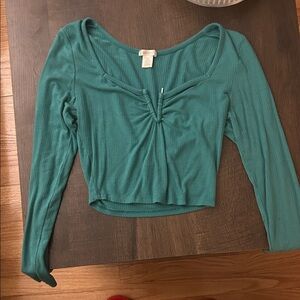 T.J.Maxx Teal Gathered Front Crop Top